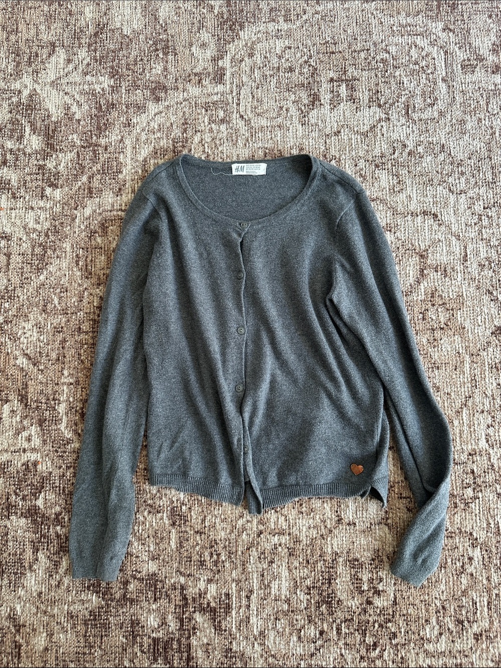 H&M kids girls Dark Gray Button-Up Cardigan size 8-10